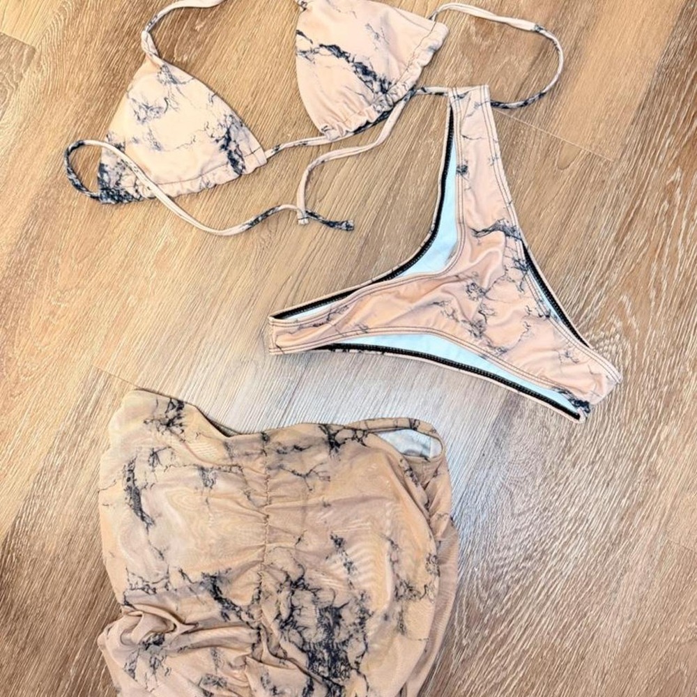 Brown and black marble print bikini set - Picture 2 of 2